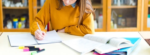 Person studying at desk