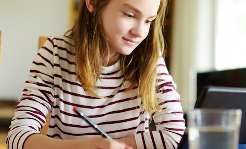 Girl doing homework