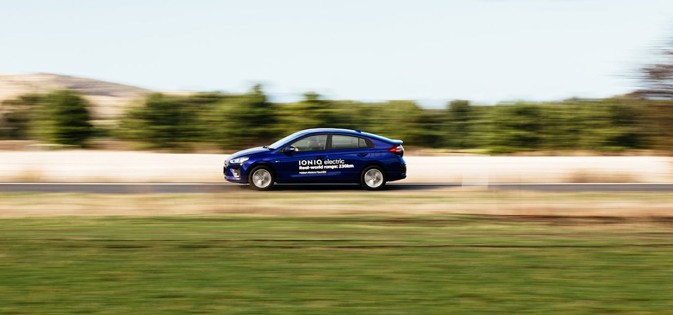 Electric vehicle driving on highway