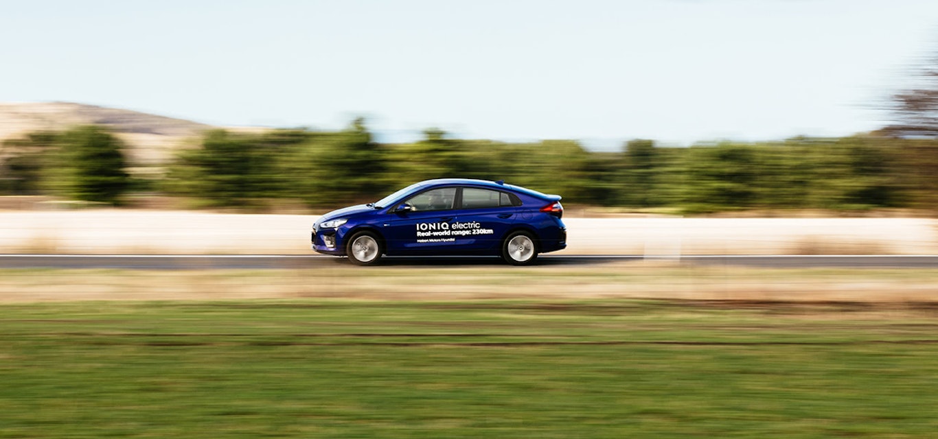 Electric vehicle driving on highway