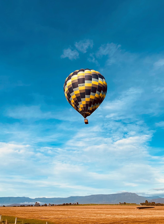 Hot air balloon in the blue sky