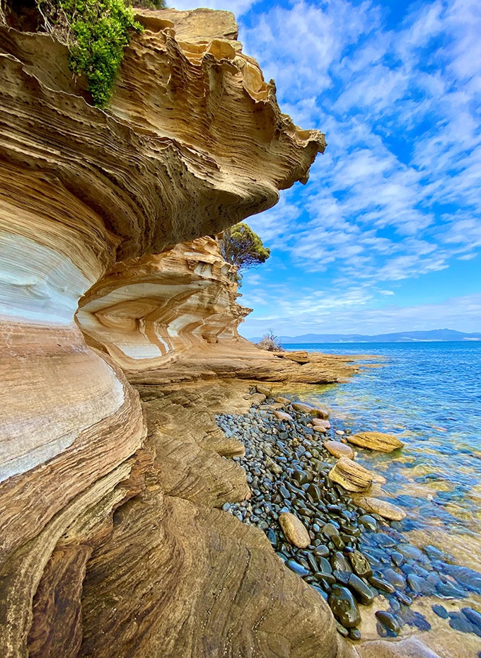 The painted cliffs on Maria Island
