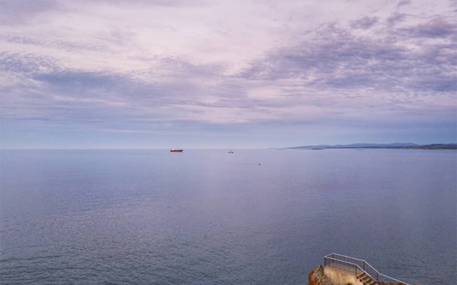 Purple view of water and sky at Mersey Bluff