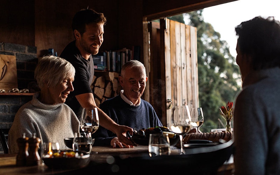 Having afternoon tea along the Bruny Island Walk