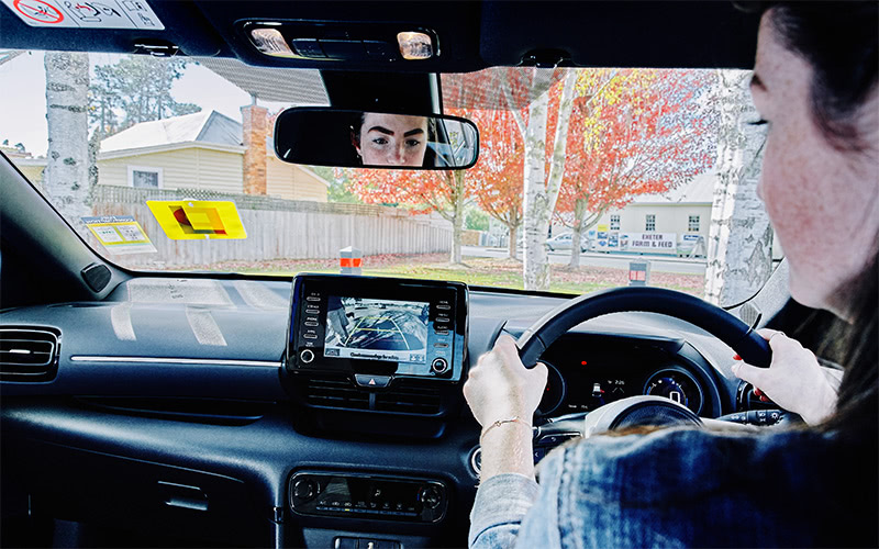 Learner driver practising