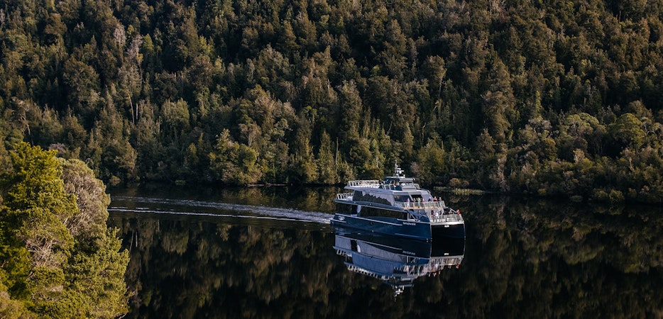 Spirit of the Wild cruising on the Gordon River.