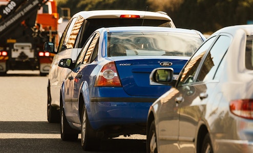 Cars stuck in traffic