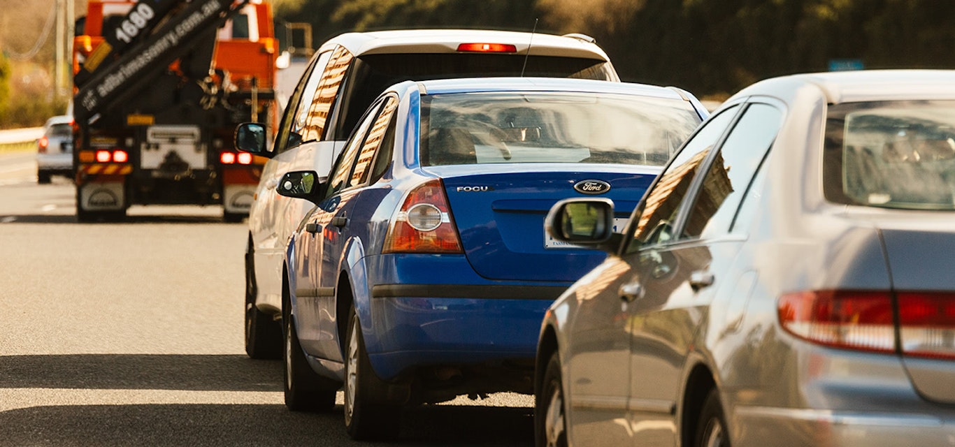 Cars stuck in traffic