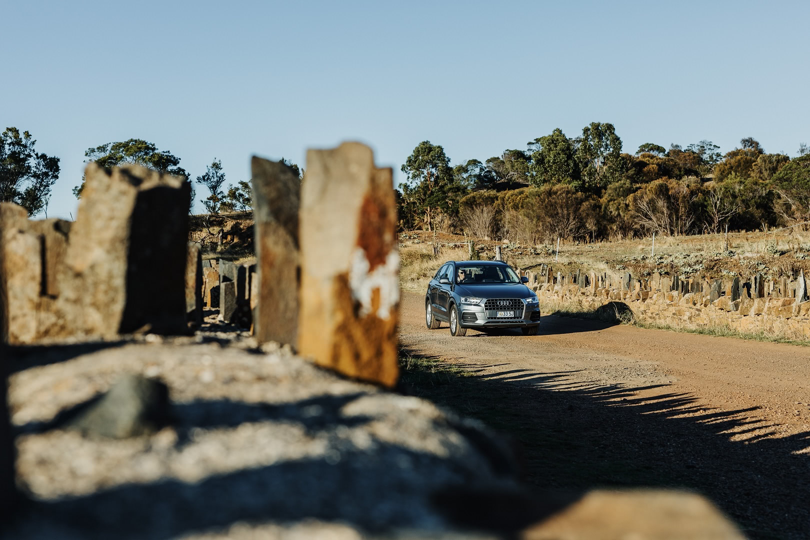 Audi SUV driving through 