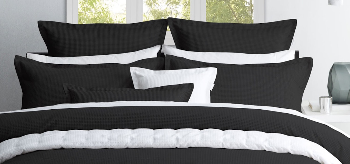 Black and white bed spread