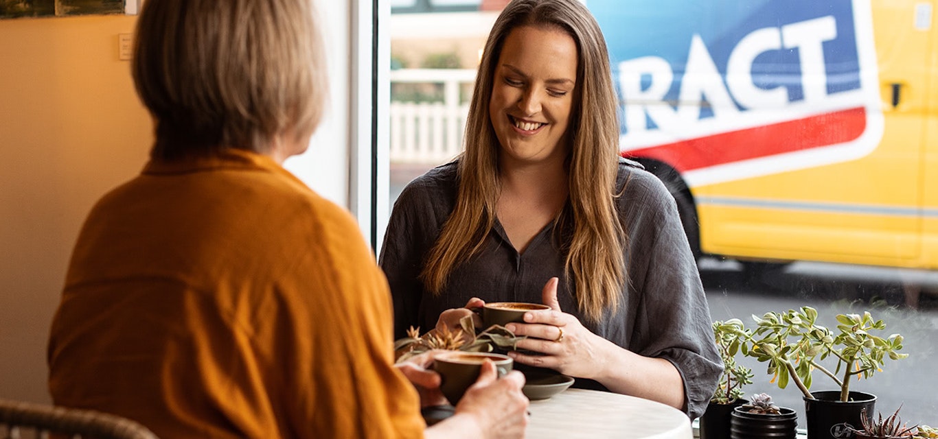 People enjoying a coffee.