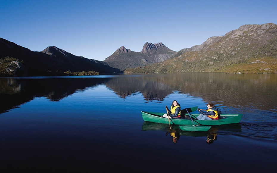 Kayakers in  a lake.