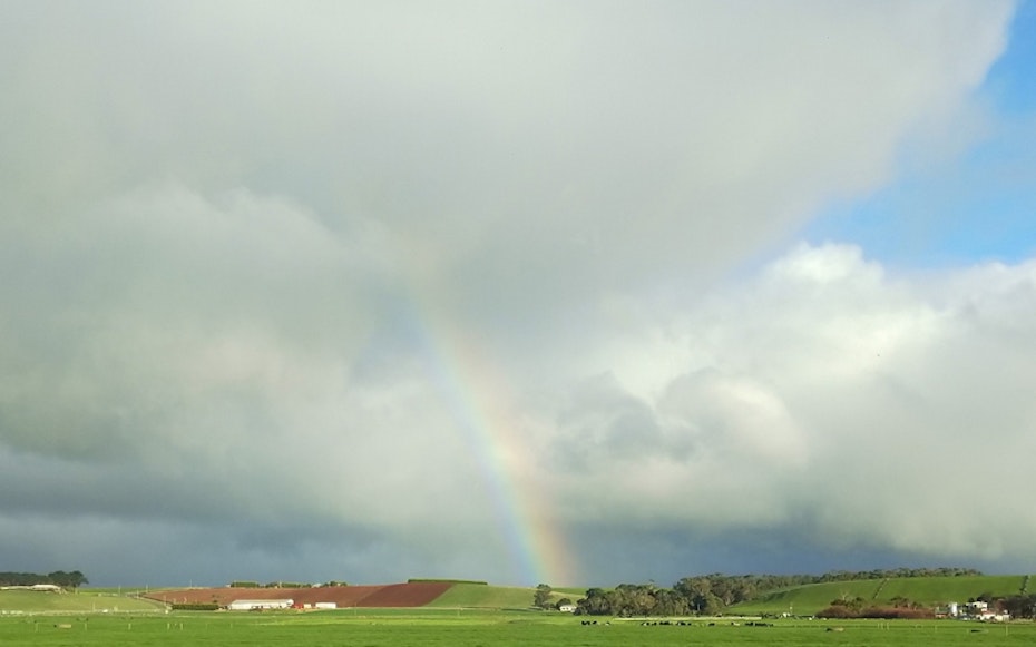 Rainbow in a cloudy sky