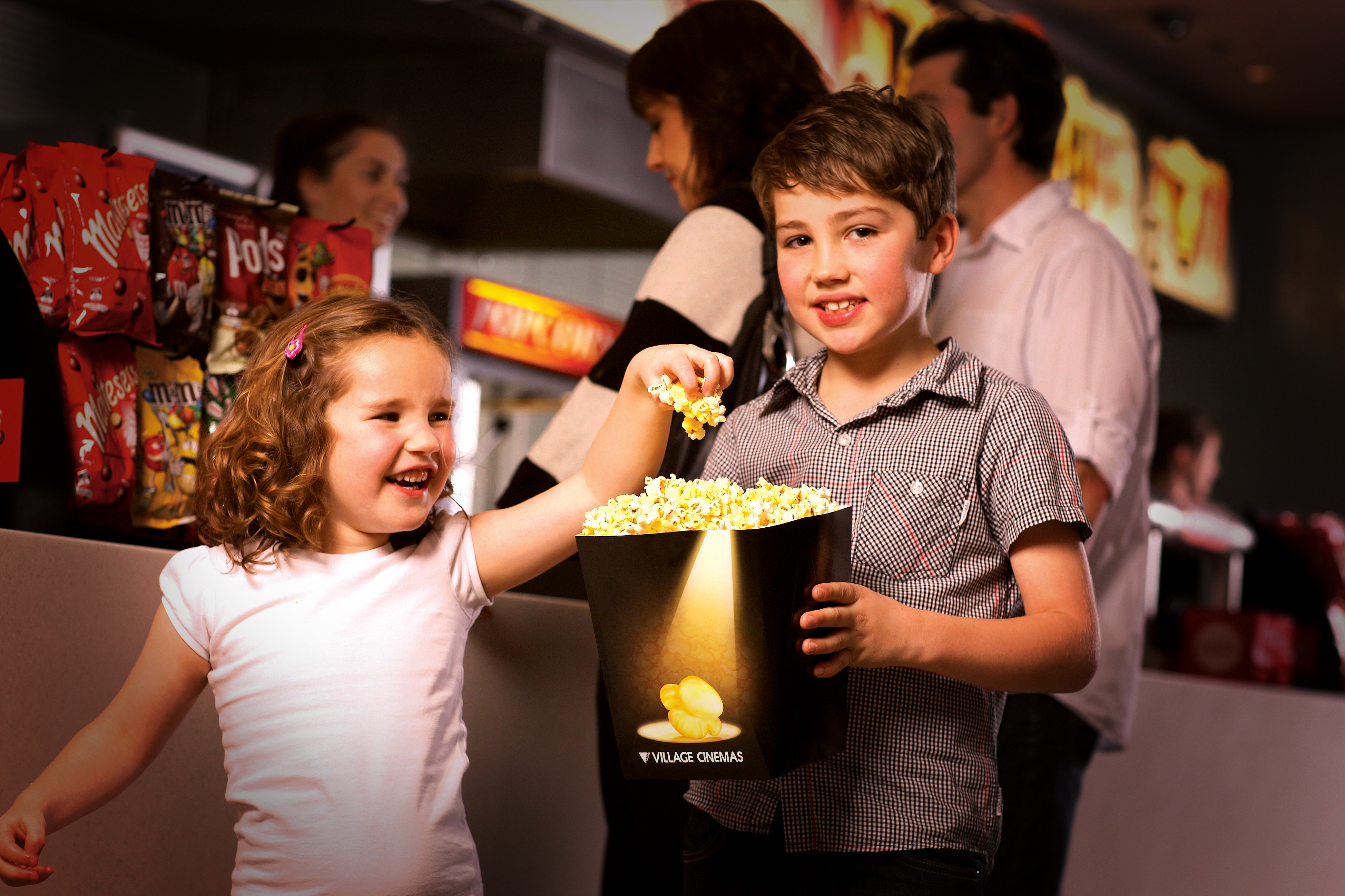 Family heading to the movies