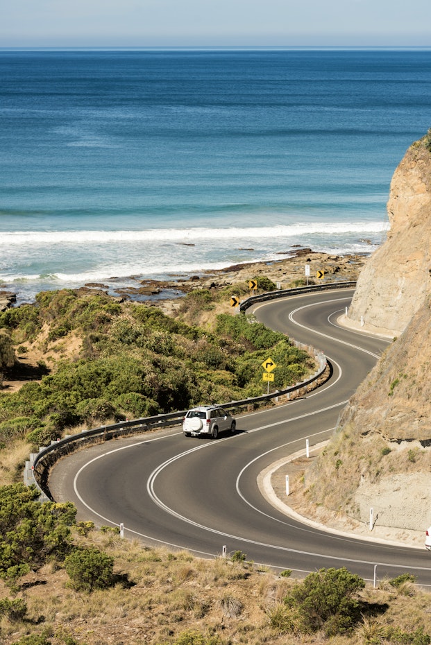 car on winding road