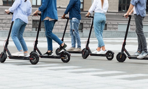 Group of e-scooters.