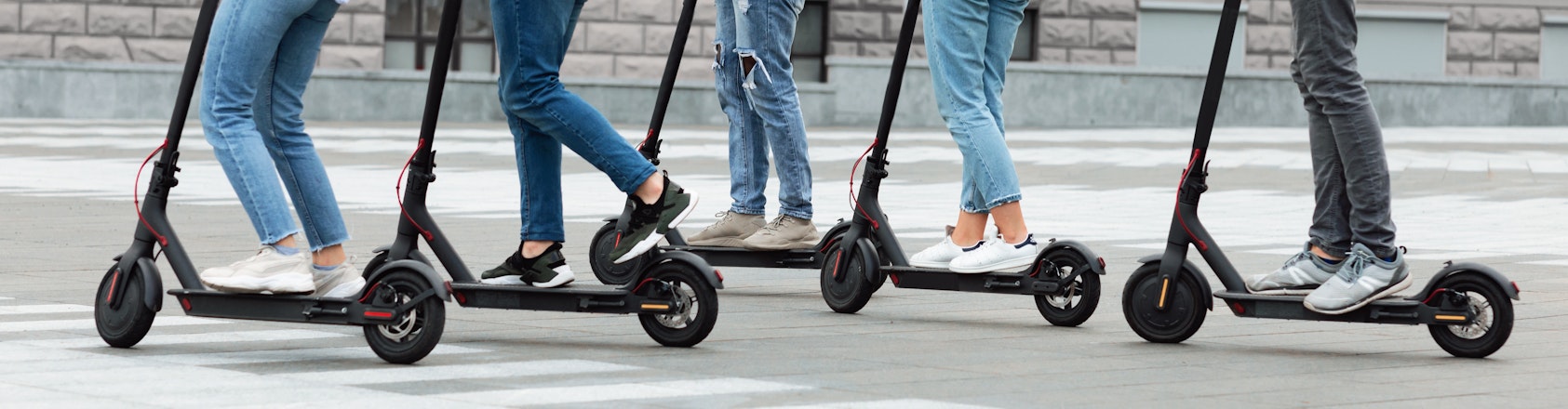 Group of e-scooters.