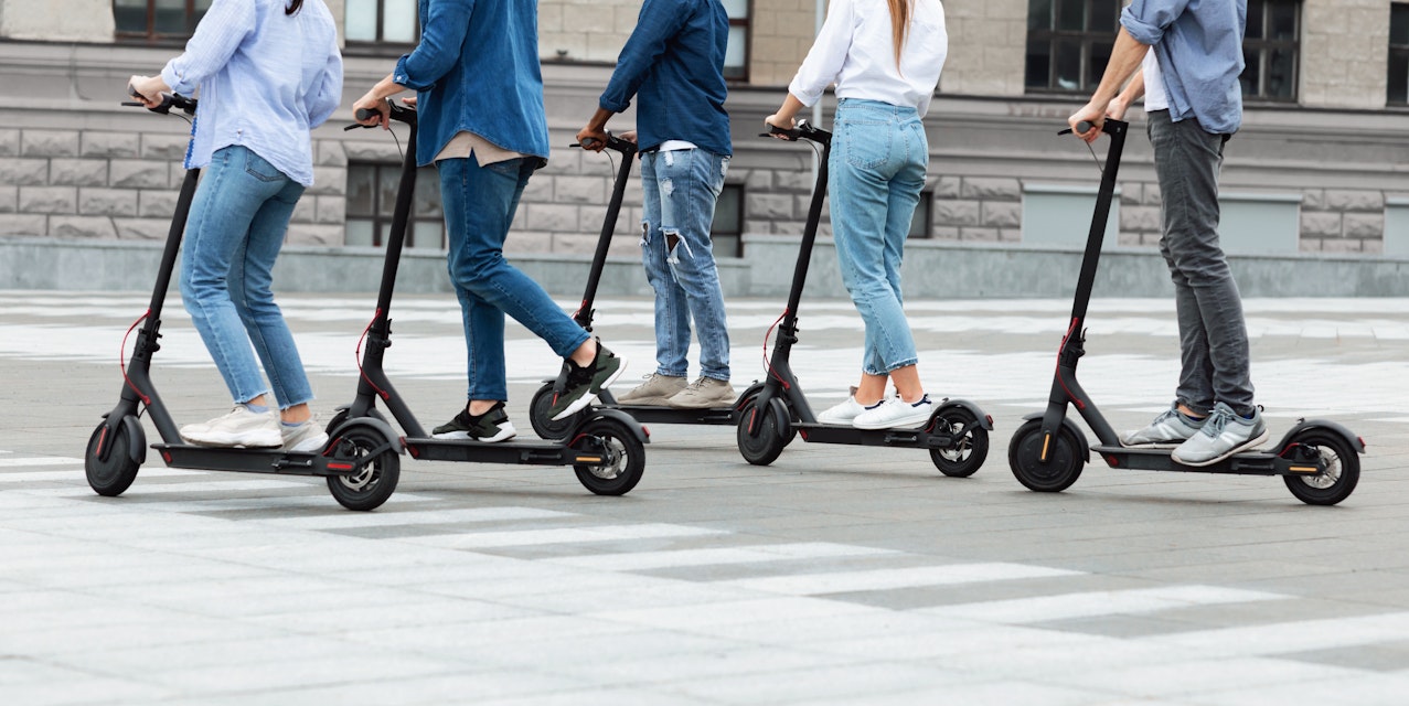 Group of e-scooters.