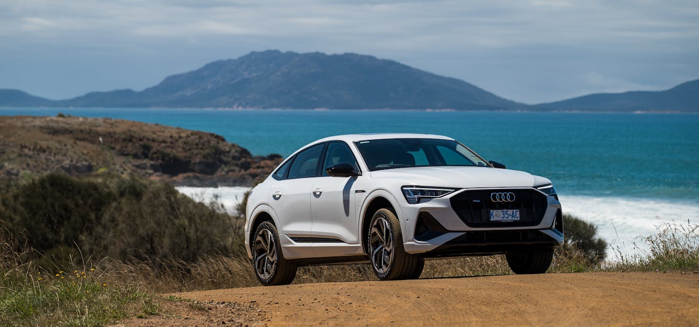 The e-tron Sportback 50 Quattro can handle varying terrain. audi e-tron on gravel