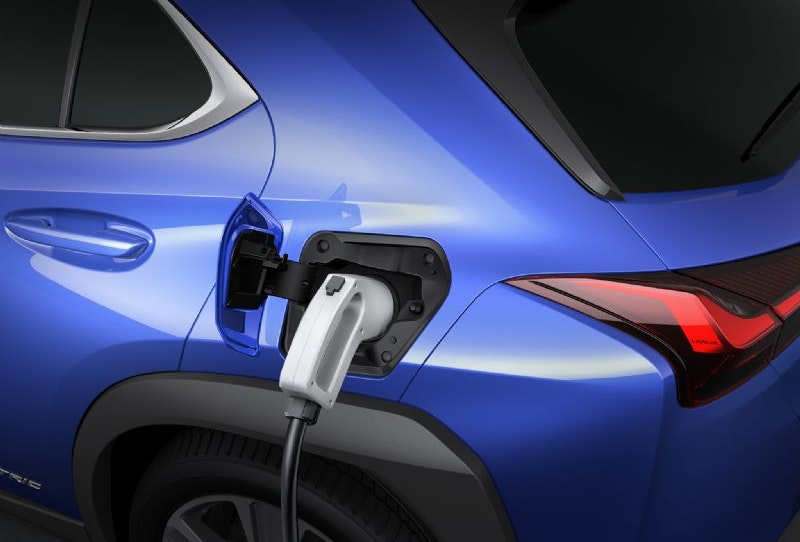 lexus blue car electric charging