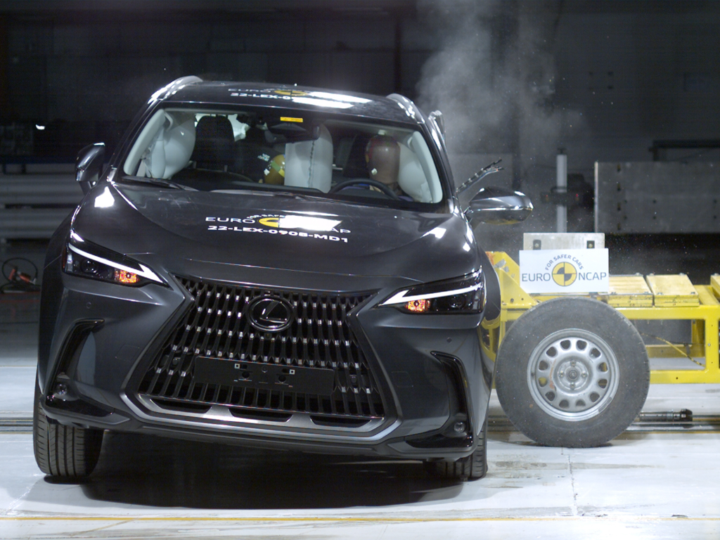 Lexus NX undergoing side impact test
