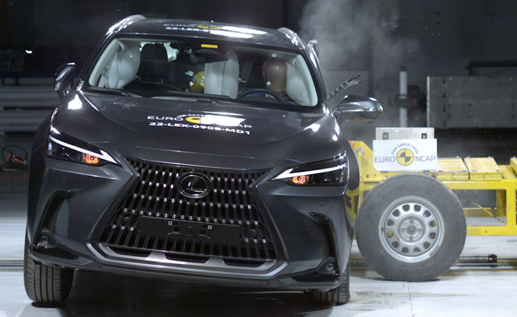 Lexus NX undergoing side impact test