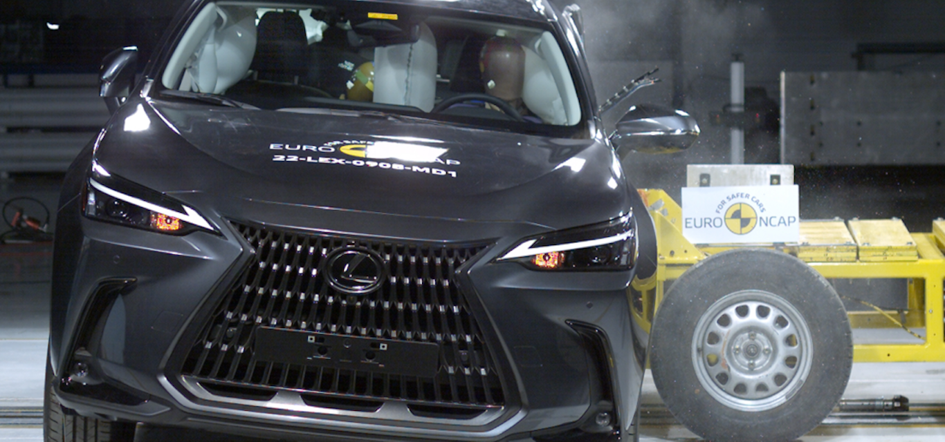 Lexus NX undergoing side impact test