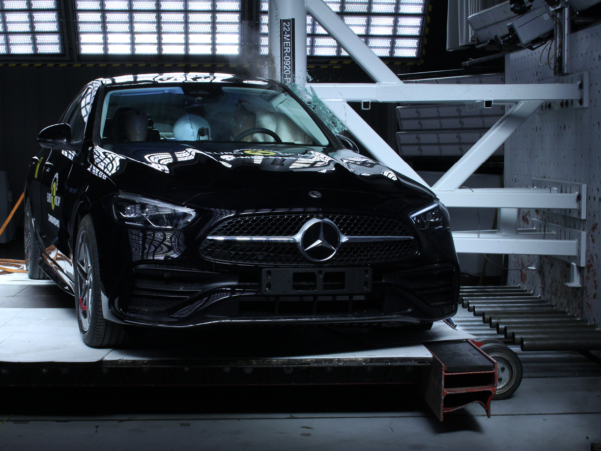 Mercedes Benz C-Class in a side impact test