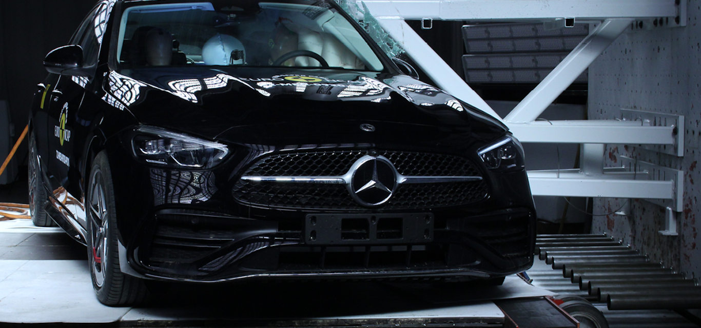 Mercedes Benz C-Class in a side impact test