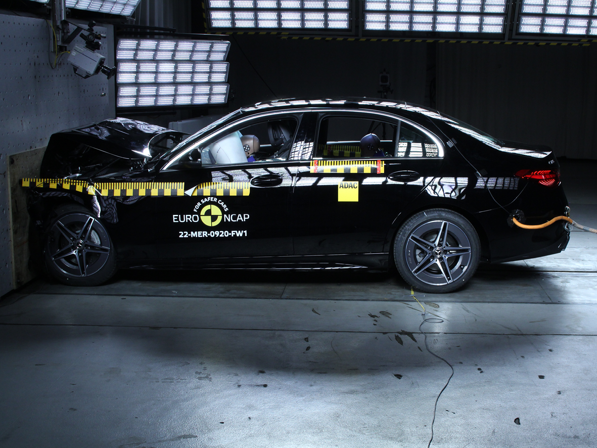 Mercedes Benz C-Class in a front impact test