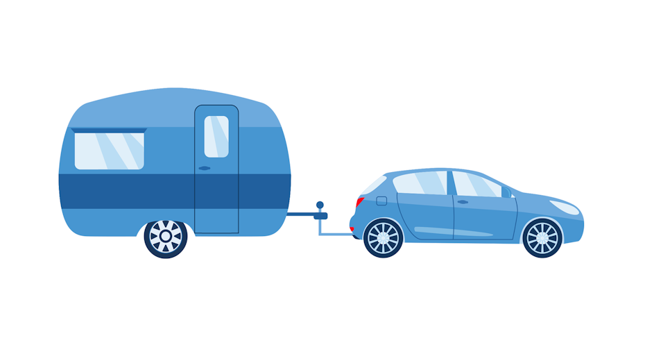 Car towing caravan