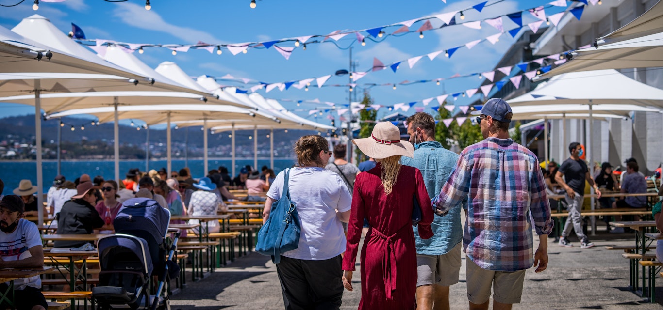 Strolling the Taste of Summer People walking at the Taste of Summer