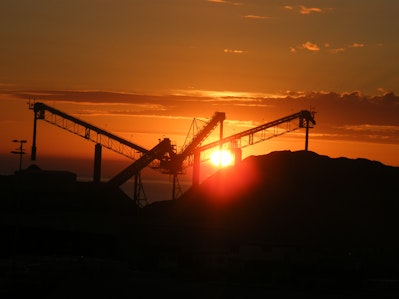 wood chip mill in burnie at sunset