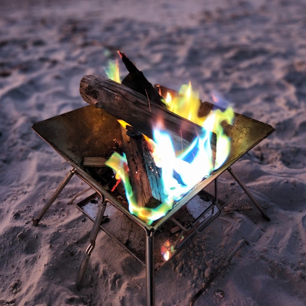 rainbow flame beach camp fire