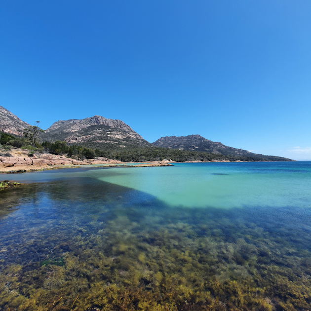 View of the hazards from Honeymoon Bay Tasmania