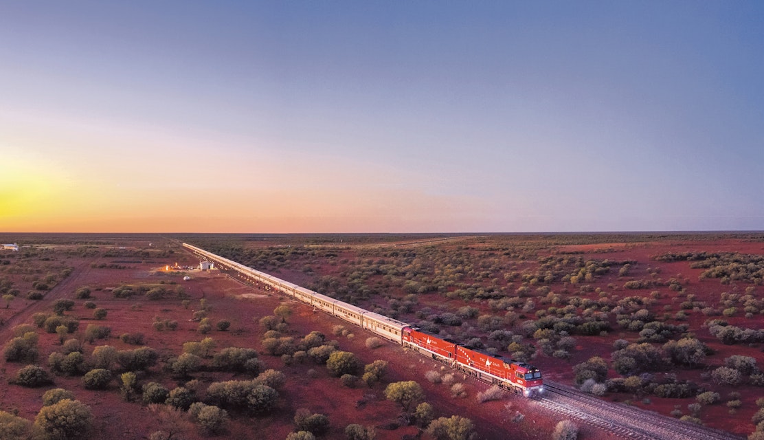 Train travelling through the outback