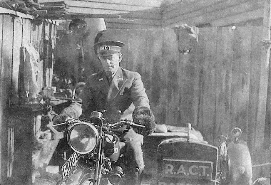 Scout Mechanic George Miller on Harley Davidson