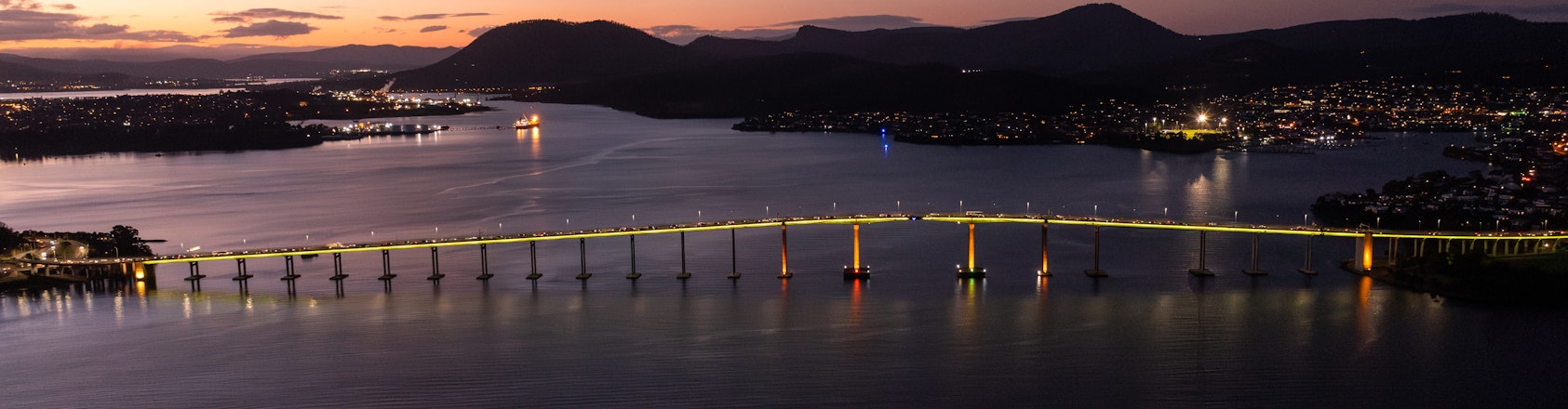 Tasman Bridge lit up yellow for NRSW