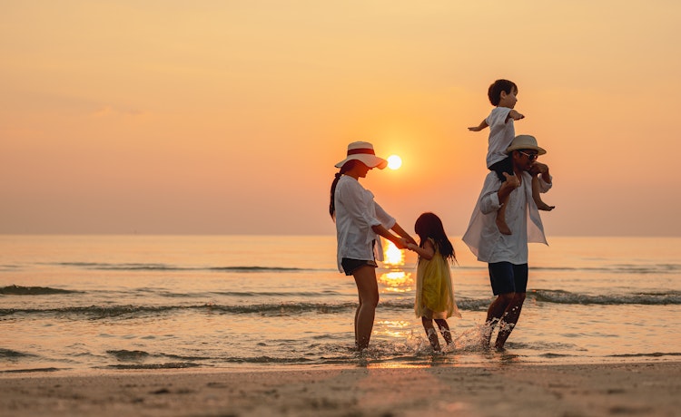 family at the beach