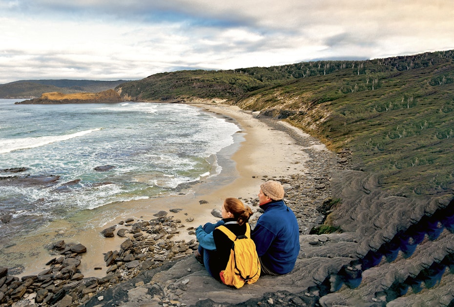 Hikers at South Cape Bay Beach