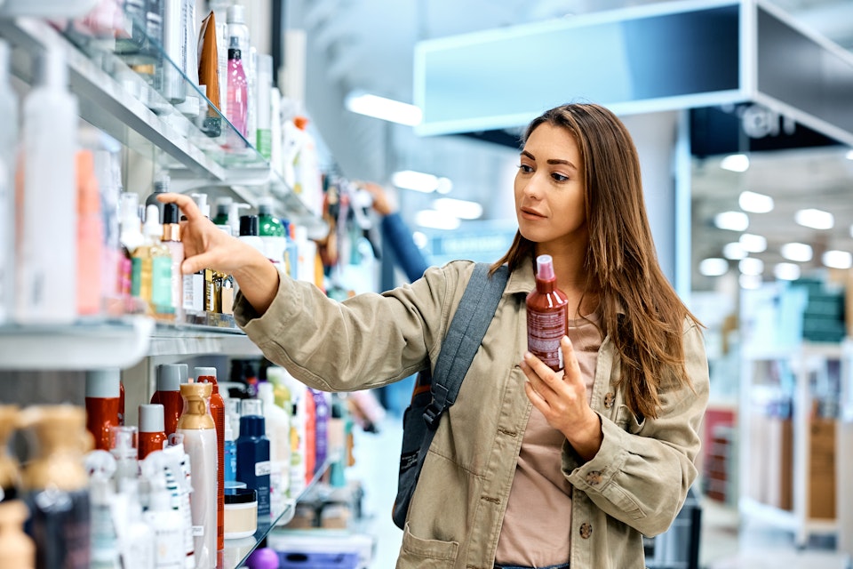 woman shopping for beauty products