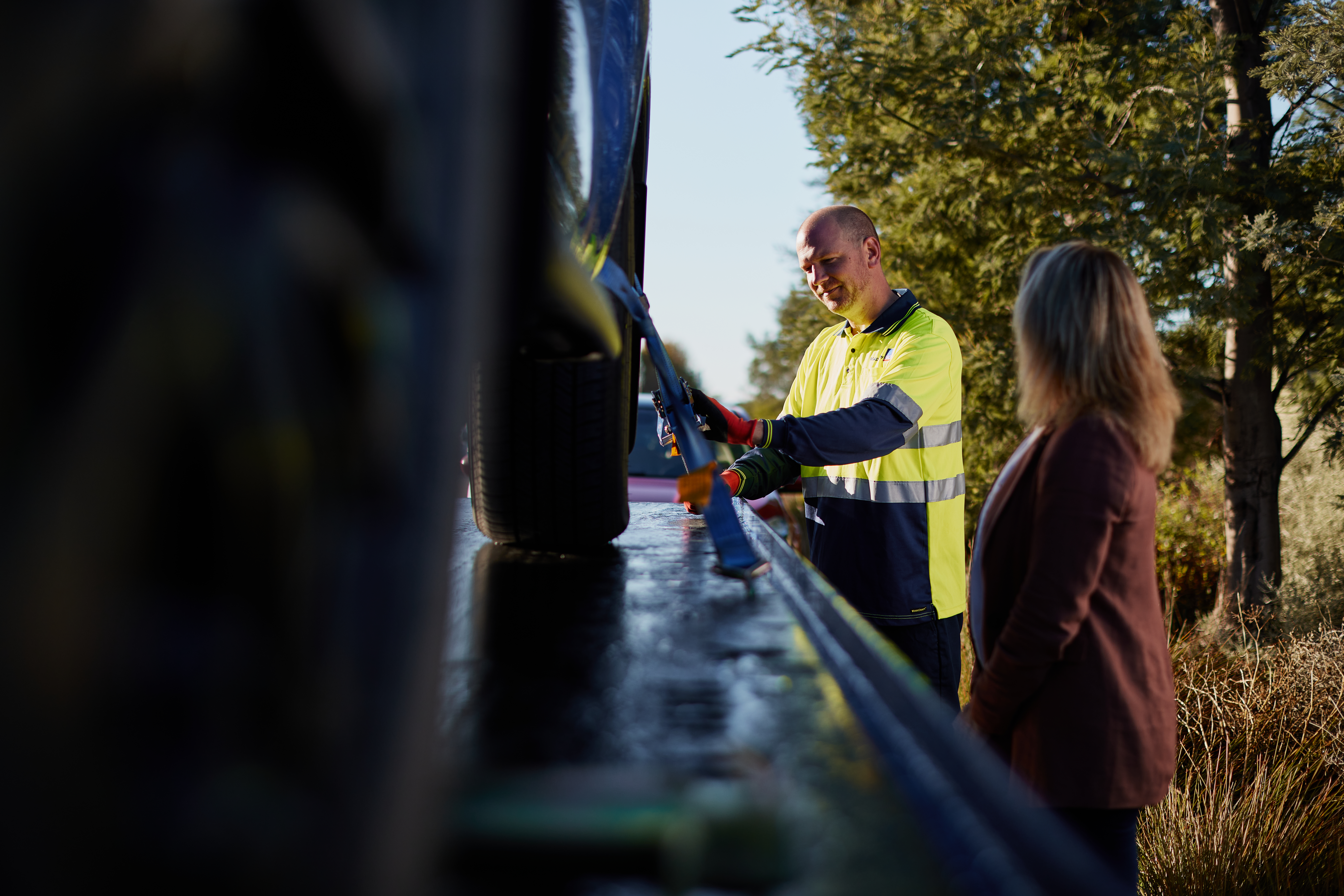 Roadside patrol helping with break down