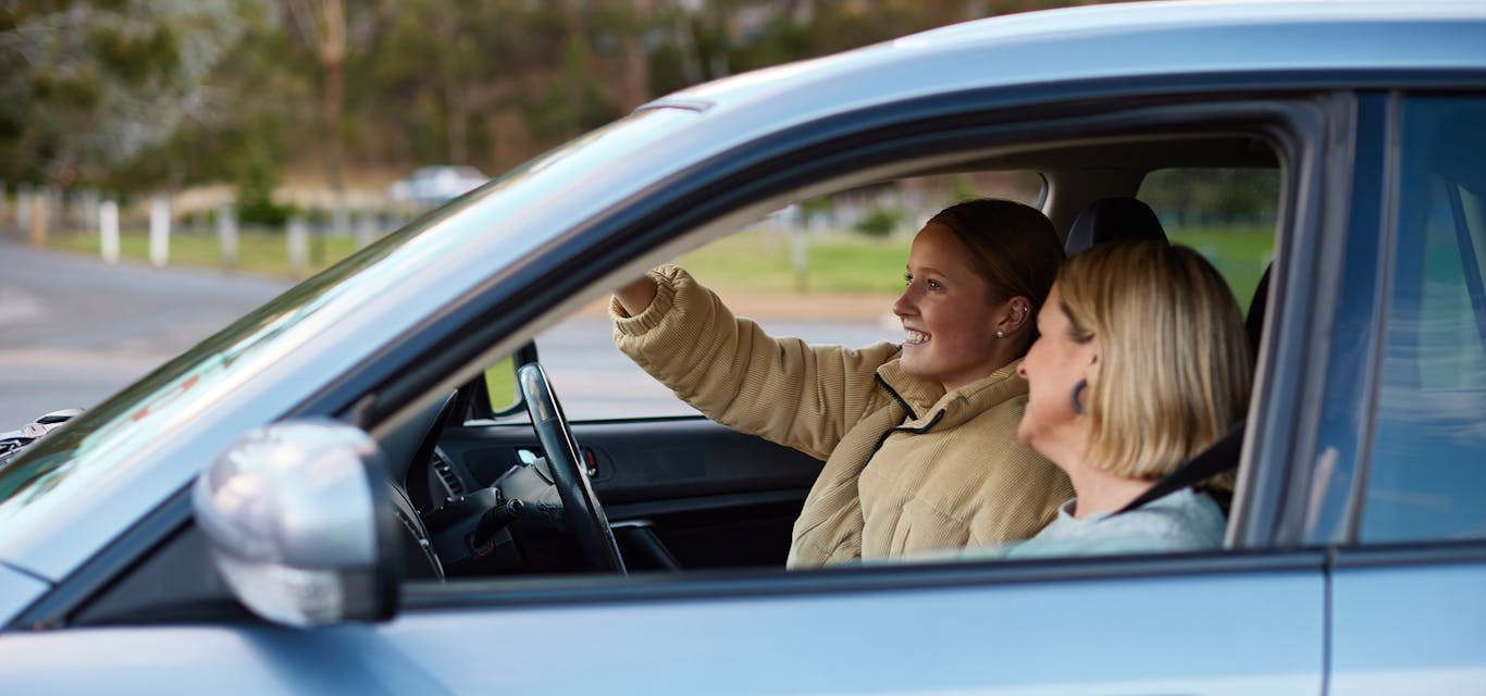 Learner & Supervisor in a car Learner driver and mum in the car