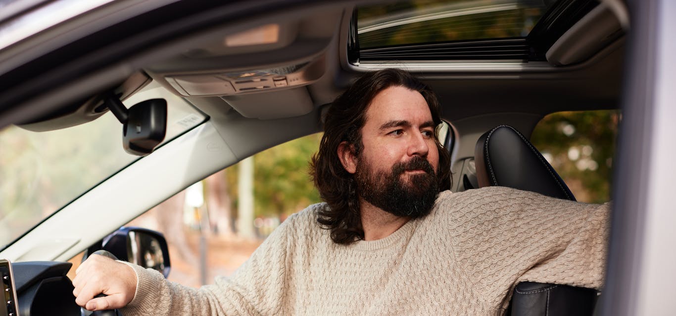 Man driving a car