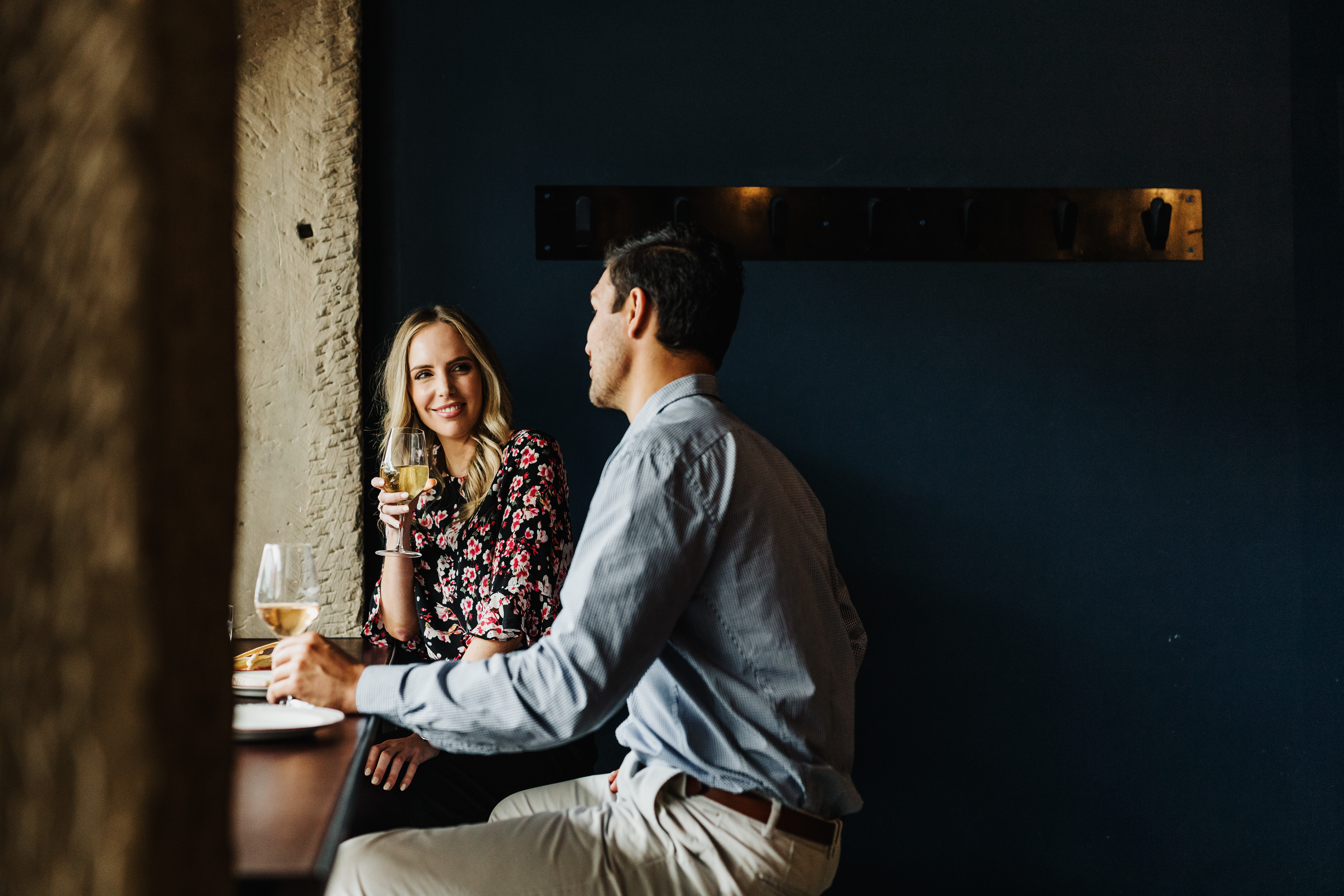 A couple eating out at a restaurant