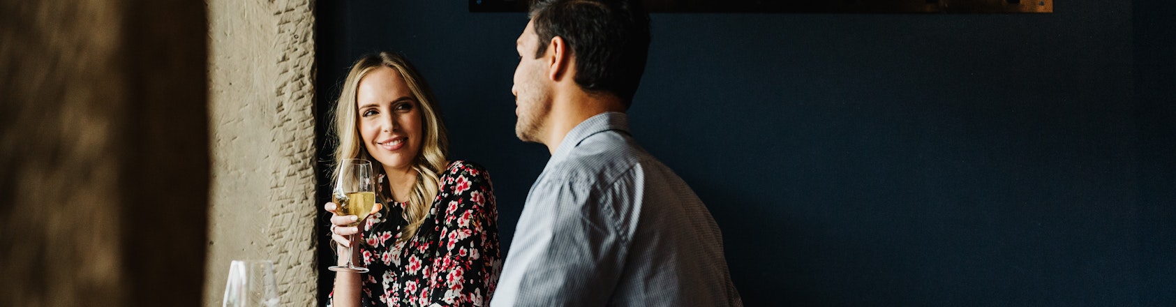 A couple eating out at a restaurant