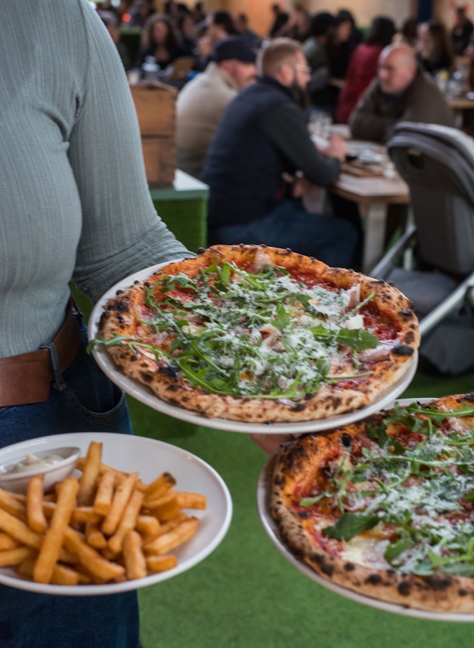 Woodfired pizza at Du Cane Brewery and Dining Hall