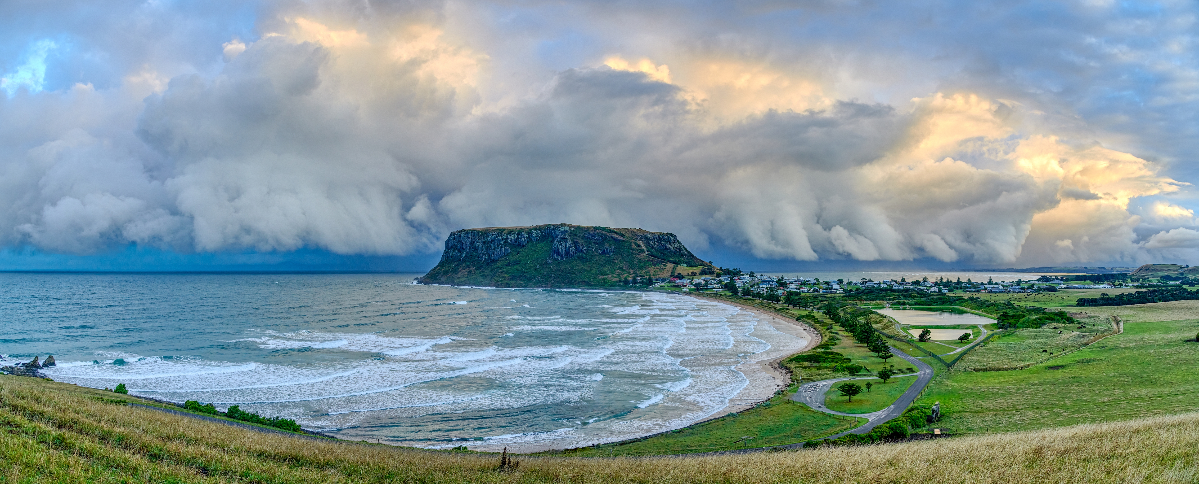 Giant storm cloud over The Nut at Stanley