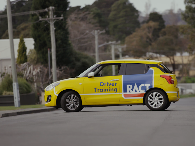 RACT Driver Training car turning around in residential street