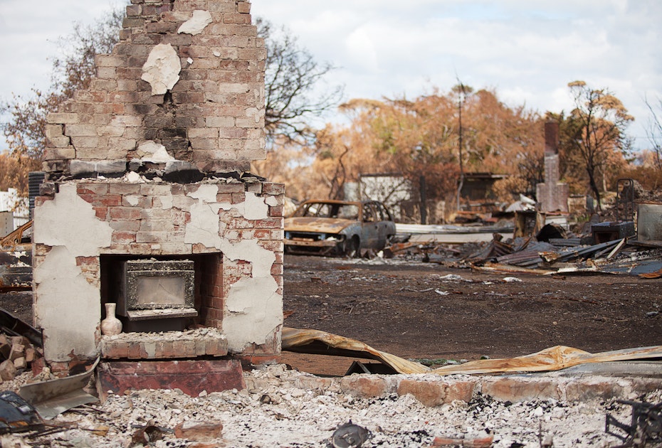 House ruins after a bushfire